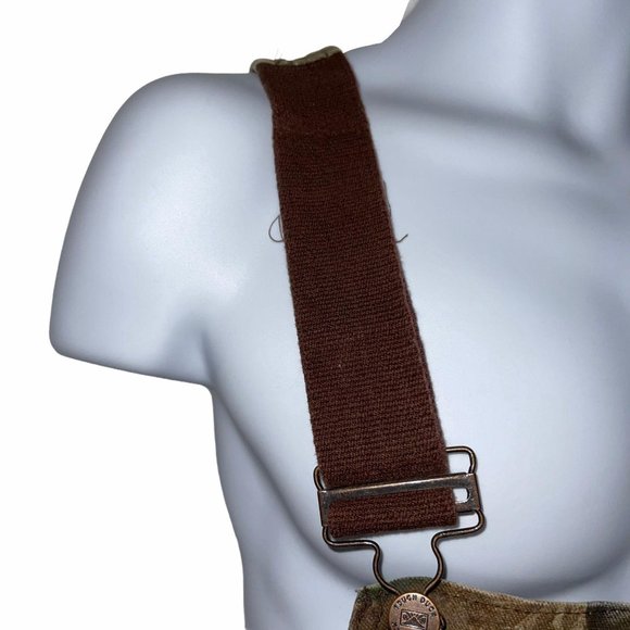 Rare HTF Tough Duck Green Camouflage Denim Hunting Outdoors Bib Overalls XL - Picture 9 of 11